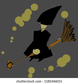 witch riding broom aesthetic