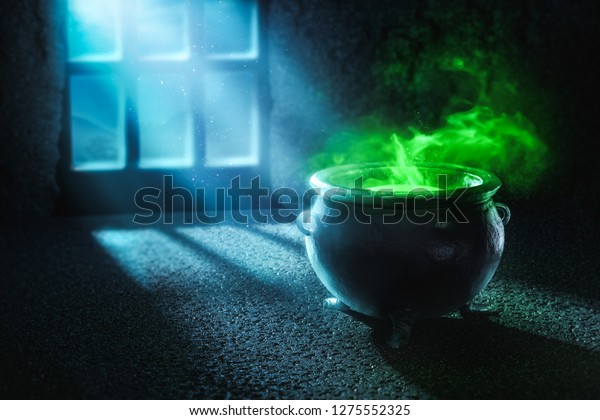 魔女の釜と夜の煮沸点 高コントラスト画像 3dイラスト のイラスト素材