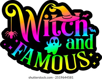 witch and famous funny halloween quote rainbow colorful bright graphic design - Powered by Shutterstock