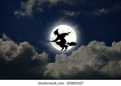 Witch On Broomstick Stock Illustration 505891027 | Shutterstock