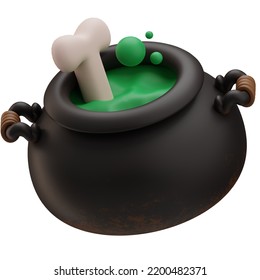 Witch Potion Pot Halloween Icon, 3d Illustration