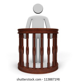 Witness Stand And Person Front View