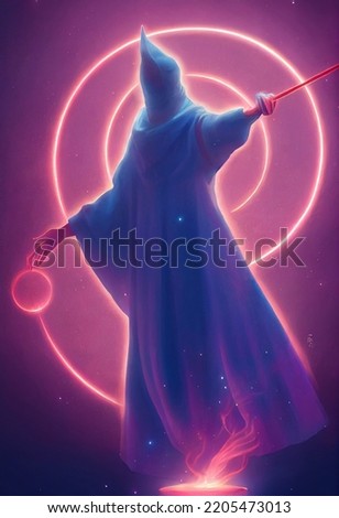 A wizard casting a powerfull magic spell