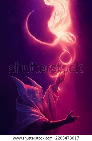 A wizard casting a powerfull magic spell