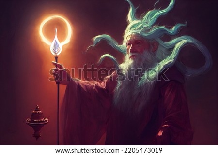 A wizard casting a powerfull magic spell