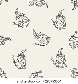 Wizard Doodle Seamless Pattern Background