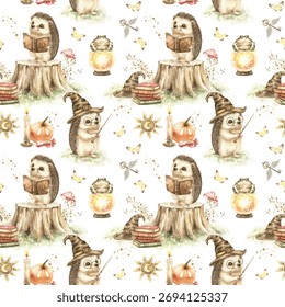 Wizard school seamless pattern