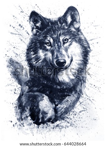 Wolf Black White Stock Illustration 644028664 - Shutterstock