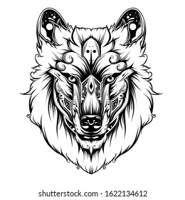 Wolf Head Zentangle Stylized Coloring Page Stock Vector (Royalty Free ...