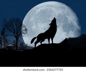 Wolf and moon themef design
