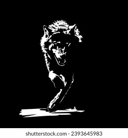 wolf on a black background