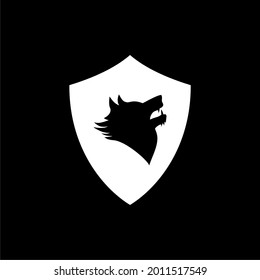 Wolf shield icon isolated on dark background