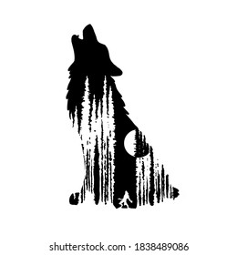 Wolf Werewolf Silhouette And Forest Digital Illustration