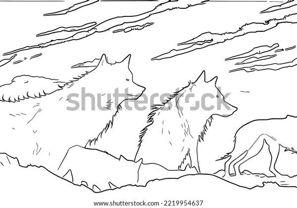 白い背景に狼の着色ページ花の中の美しい少女 塗り絵 のイラスト素材 Shutterstock