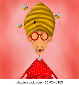 A Woman With An Actual Beehive Hairdo