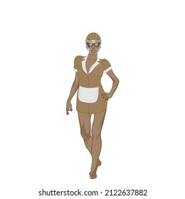 Woman Avatar For Social Networks And Websites. Woman Full Body Front View. Cartoon Image Of A Female. Women Fashion Design. Fictional Female Anime Character.