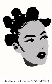 Woman With Bantu Knots Hairstyle