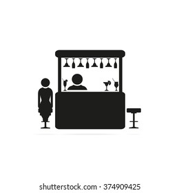 Woman in a bar icon.