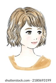 Woman With Bob Hair Perm