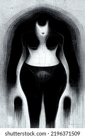 Woman Body Black And White Art Work