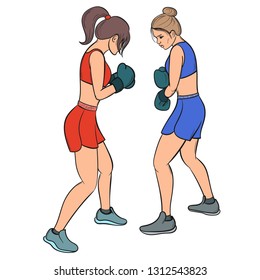 Woman boxing. Girls sparring
 - Powered by Shutterstock