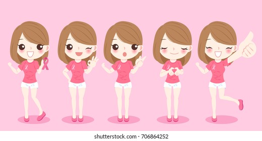 woman with breast cancer prevention on the pink background - Powered by Shutterstock