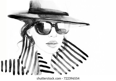 woman in coat. watercolor painting. fashion illustration - Powered by Shutterstock