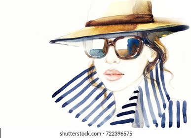 woman in coat. watercolor painting. fashion illustration - Powered by Shutterstock