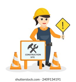 woman construction worker Be Careful - Powered by Shutterstock