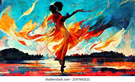 Woman Dancing On Sunset, Dance Contest Poster