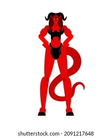 Woman demon Warrior. Strong Female devil. berserk Succubus red. lady satan. Hell warriors 