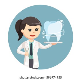 Woman Dentist Shiny Tooth Circle Background Stock Illustration ...