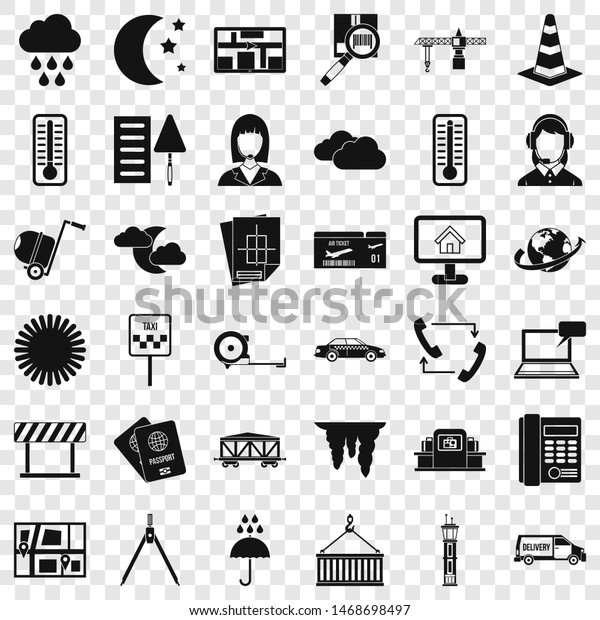 Woman dispatcher icons set. Simple\
style of 36 woman dispatcher icons for web for any\
design