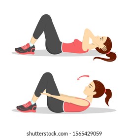 Woman Doing Crunches Gym Belly Burn Stock Illustration 1565429059 ...