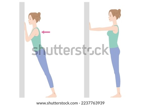 Woman doing push-ups with hands on the wall Foto d'archivio © 