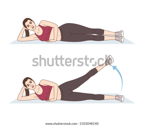 Woman Doing Sports Exercises Side Leg Stock Illustration 1503048140