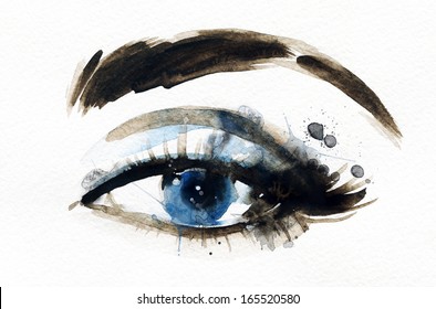Woman eye   Hand painted fashion illustration