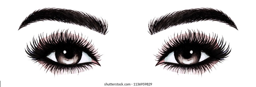 Illustration Womans Eyes Eyelashes Eyebrows Realistic Stock Vector Royalty Free 1552086998 7404