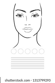 Woman Face Chart Makeup Artist Blank Stock Illustration 1313799293