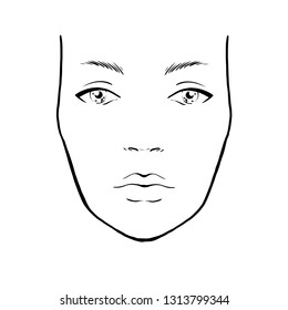 Woman Face Chart Makeup Artist Blank Stock Illustration 1313799344 ...