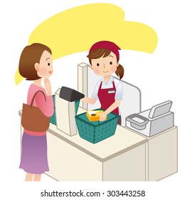 woman and female Cashier