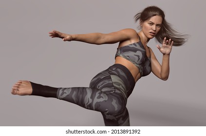 woman fitness training - 3d rendering - Powered by Shutterstock