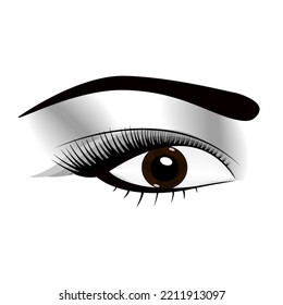 Woman Fresh Makeup Look With Perfectly Perfectly Shaped Eyebrows And Extra Full Lashes. Idea For Business Visit Card, Typography .Perfect Salon Look