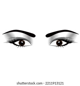 Woman Fresh Makeup Look With Perfectly Perfectly Shaped Eyebrows And Extra Full Lashes. Idea For Business Visit Card, Typography .Perfect Salon Look