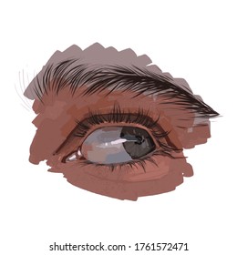 Woman With Grey Eyes And Bushy Brows Illustration