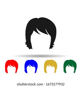 Woman Haircut Shag Multi Color Style Icon. Simple Glyph, Flat Illustration Of Haircut Icons For Ui And Ux, Website Or Mobile Application