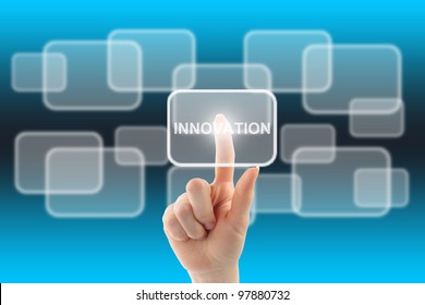 Woman hand with touch screen interface innovation