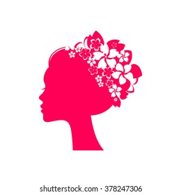 Portrait Young Woman Girl Hair Roses Stock Vector (Royalty Free) 1285882033