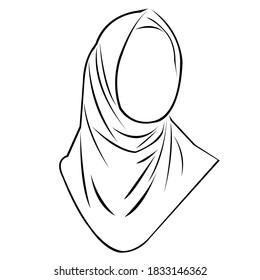 Woman in Hijab Line Art Images Illustration Design Icon Logo Symbol