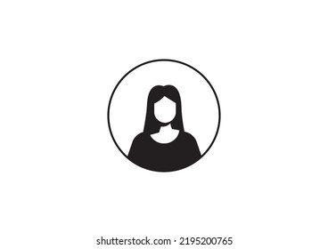 Woman Icon Black White Circle Stock Illustration 2195200765 | Shutterstock